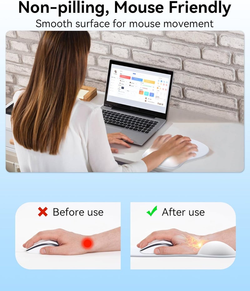 eulps Mouse Pad with Gel Wrist Rest, Ergonomic Comfortable Computer Wrist Support for Laptop, Pain Relief Mousepad with Non-Slip PU Base for Office & Home (Grey) - Image 3